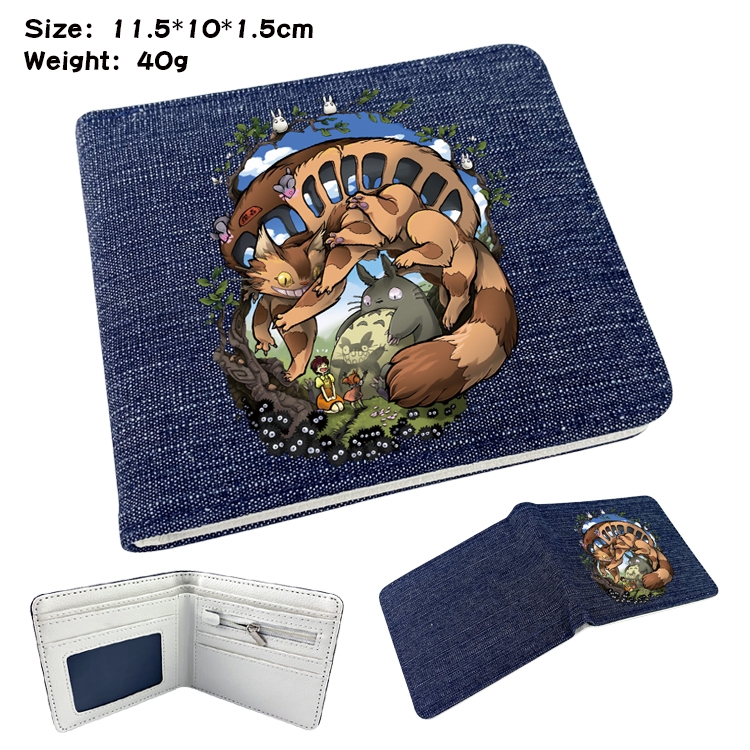 TOTORO Anime Peripheral Denim Folding Wallet 11.5X10X1.5CM 40g