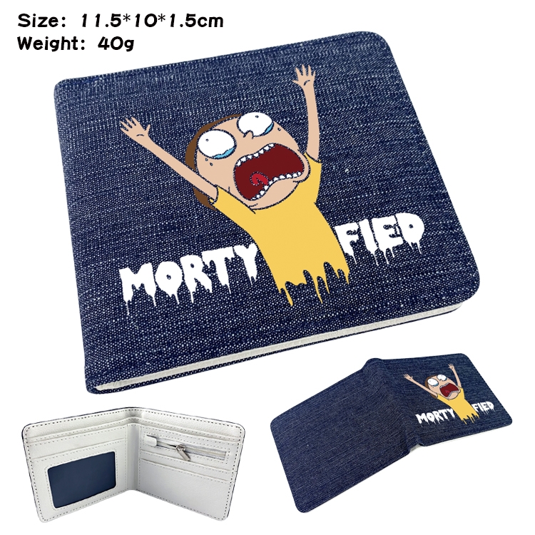 Rick and Morty  Anime Peripheral Denim Folding Wallet 11.5X10X1.5CM 40g