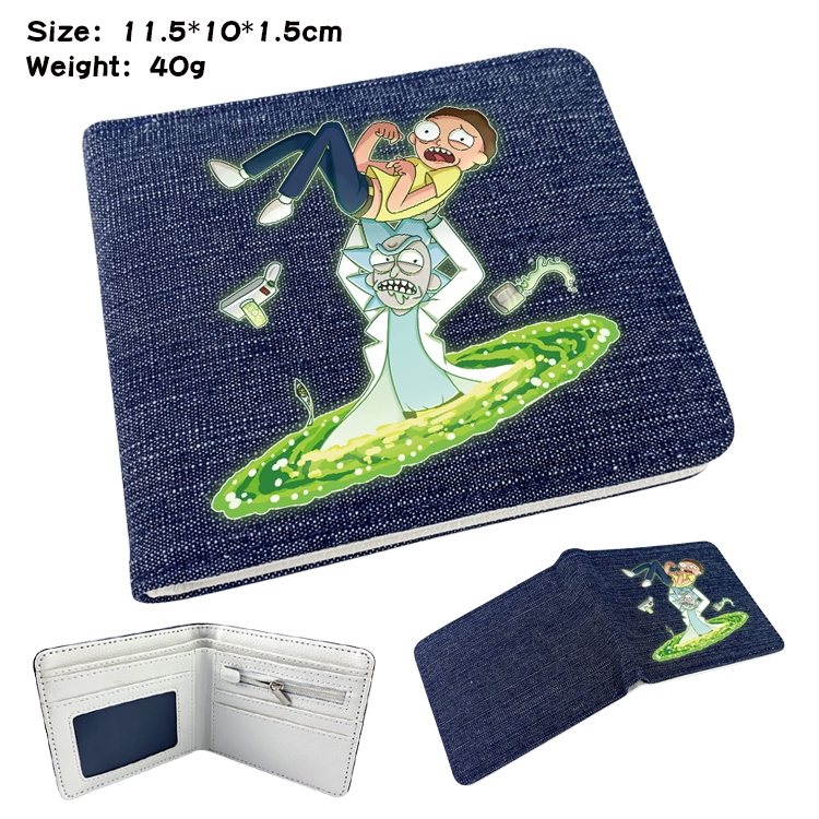 Rick and Morty  Anime Peripheral Denim Folding Wallet 11.5X10X1.5CM 40g