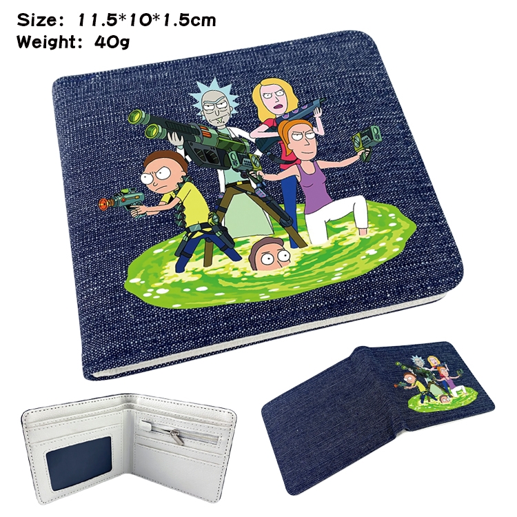 Rick and Morty  Anime Peripheral Denim Folding Wallet 11.5X10X1.5CM 40g