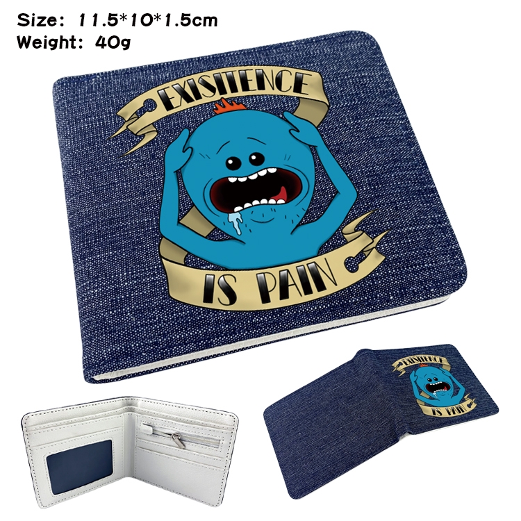 Rick and Morty  Anime Peripheral Denim Folding Wallet 11.5X10X1.5CM 40g