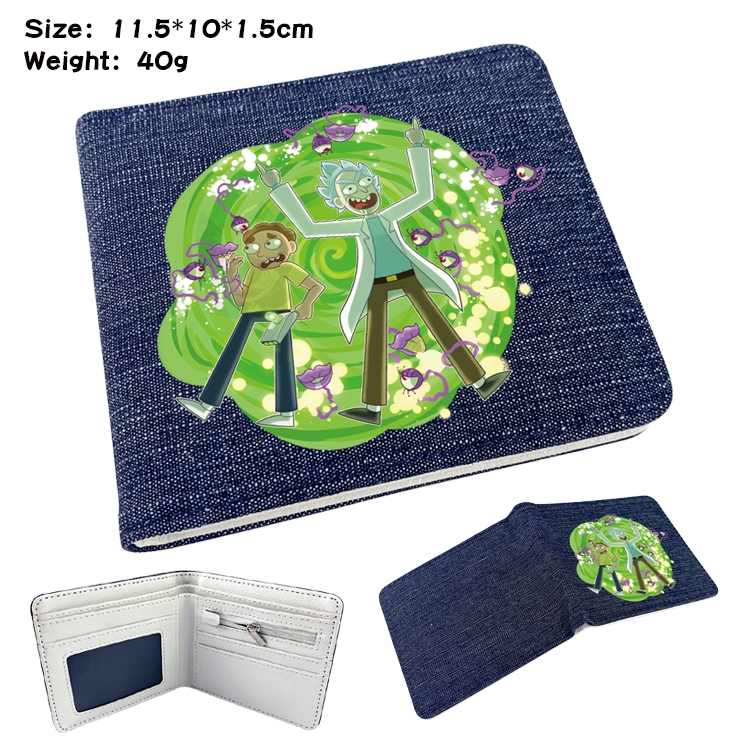 Rick and Morty  Anime Peripheral Denim Folding Wallet 11.5X10X1.5CM 40g