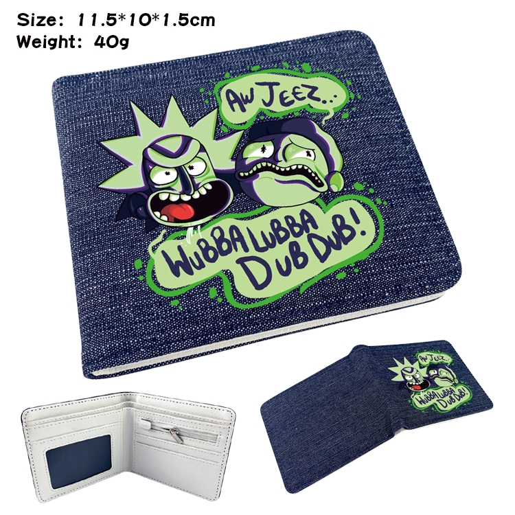 Rick and Morty  Anime Peripheral Denim Folding Wallet 11.5X10X1.5CM 40g