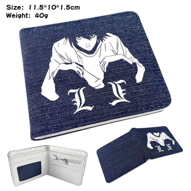 Death note Anime Peripheral Denim Folding Wallet 11.5X10X1.5CM 40g