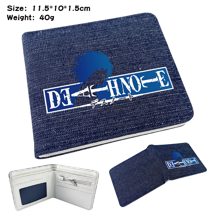 Death note Anime Peripheral Denim Folding Wallet 11.5X10X1.5CM 40g