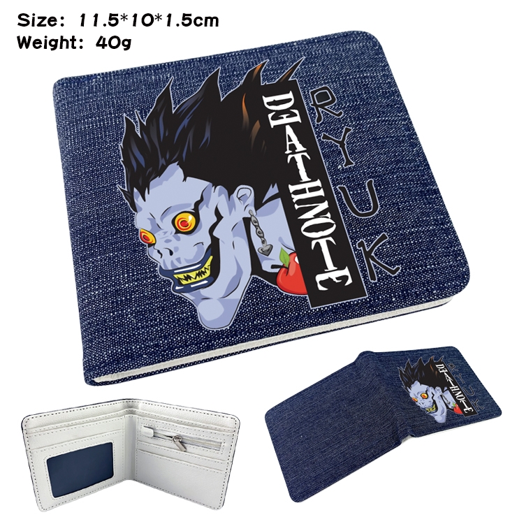 Death note Anime Peripheral Denim Folding Wallet 11.5X10X1.5CM 40g