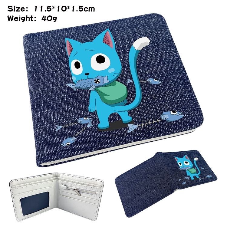 Fairy tail Anime Peripheral Denim Folding Wallet 11.5X10X1.5CM 40g