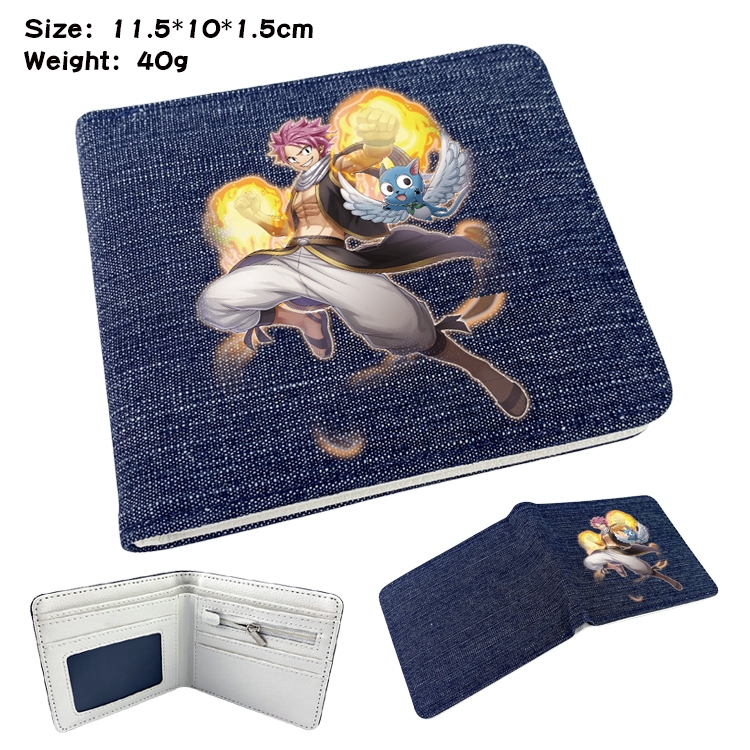 Fairy tail Anime Peripheral Denim Folding Wallet 11.5X10X1.5CM 40g