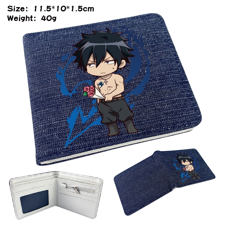 Fairy tail Anime Peripheral Denim Folding Wallet 11.5X10X1.5CM 40g