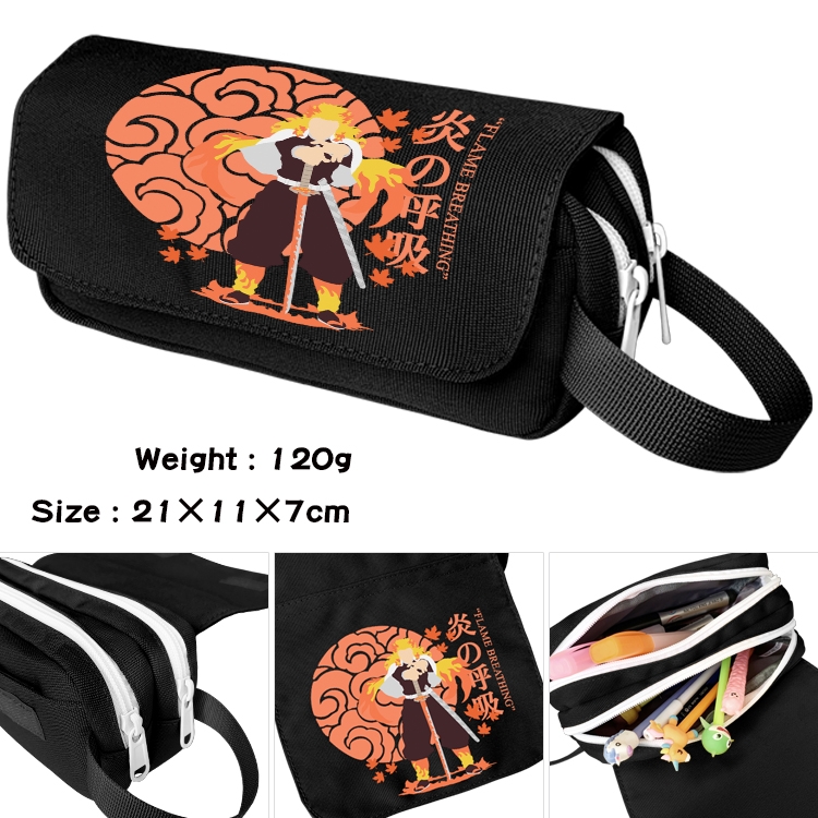 Demon Slayer Kimets Anime Multifunctional Waterproof Canvas Portable Pencil Bag Cosmetic Bag 20x11x7cm