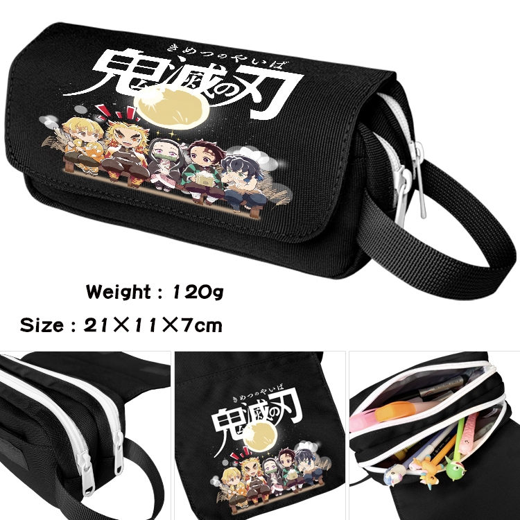 Demon Slayer Kimets Anime Multifunctional Waterproof Canvas Portable Pencil Bag Cosmetic Bag 20x11x7cm