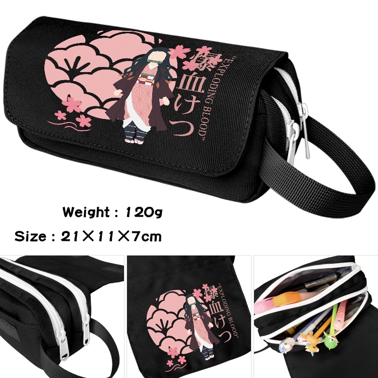 Demon Slayer Kimets Anime Multifunctional Waterproof Canvas Portable Pencil Bag Cosmetic Bag 20x11x7cm