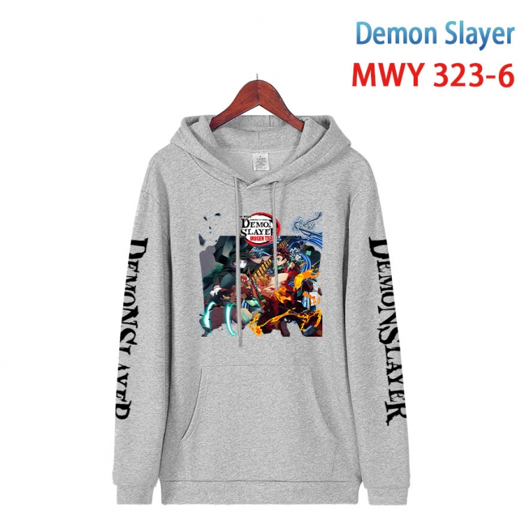 Demon Slayer Kimets Cartoon Sleeve Hooded Patch Pocket Cotton Sweatshirt from S to 4XL MWY 323 6