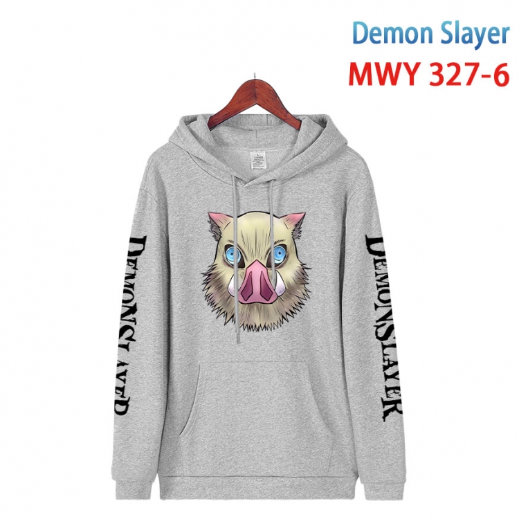 Demon Slayer Kimets Cartoon Sleeve Hooded Patch Pocket Cotton Sweatshirt from S to 4XL MWY 327 6