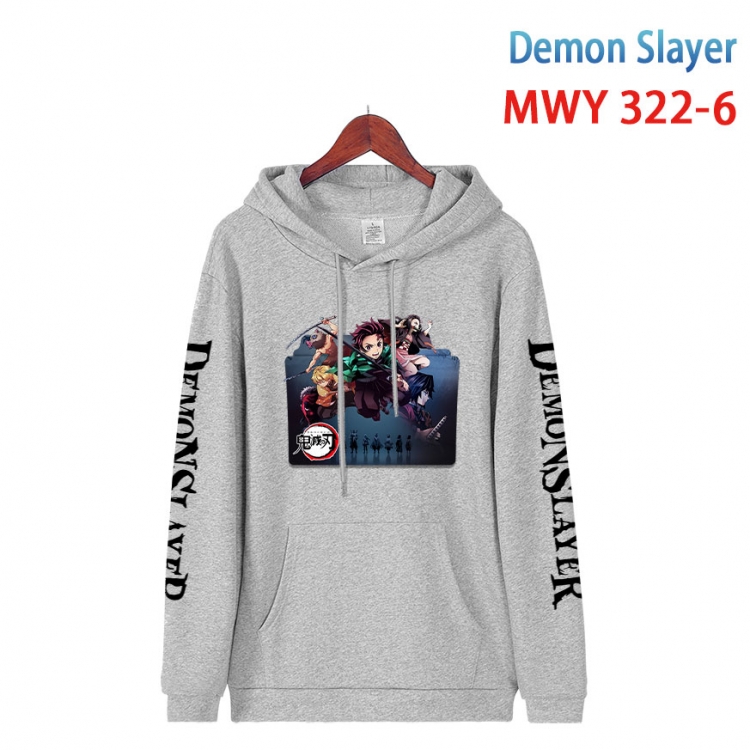 Demon Slayer Kimets Cartoon Sleeve Hooded Patch Pocket Cotton Sweatshirt from S to 4XL  MWY 322 6