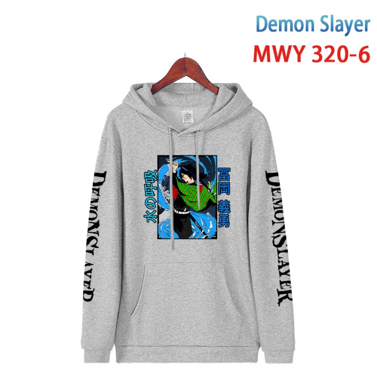 Demon Slayer Kimets Cartoon Sleeve Hooded Patch Pocket Cotton Sweatshirt from S to 4XL  MWY 320 6