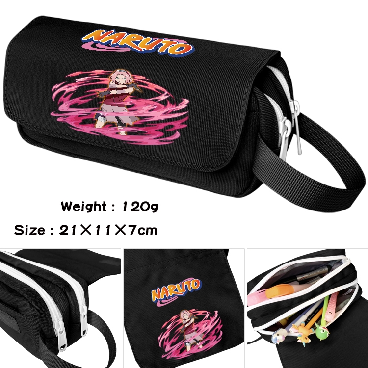  Naruto  Anime Multifunctional Waterproof Canvas Portable Pencil Bag Cosmetic Bag 20x11x7cm