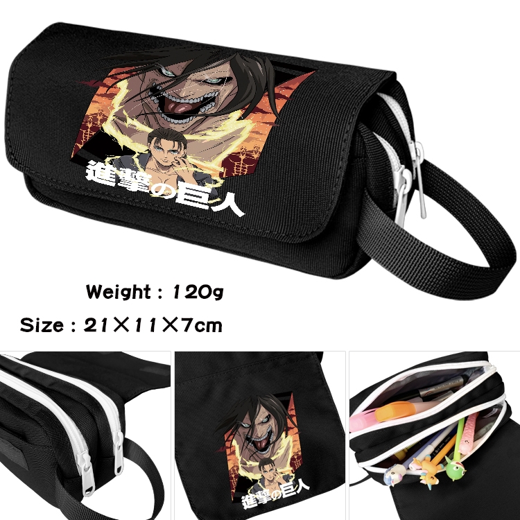 Shingeki no Kyojin Anime Multifunctional Waterproof Canvas Portable Pencil Bag Cosmetic Bag 20x11x7cm