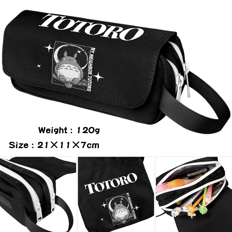 TOTORO Anime Multifunctional Waterproof Canvas Portable Pencil Bag Cosmetic Bag 20x11x7cm