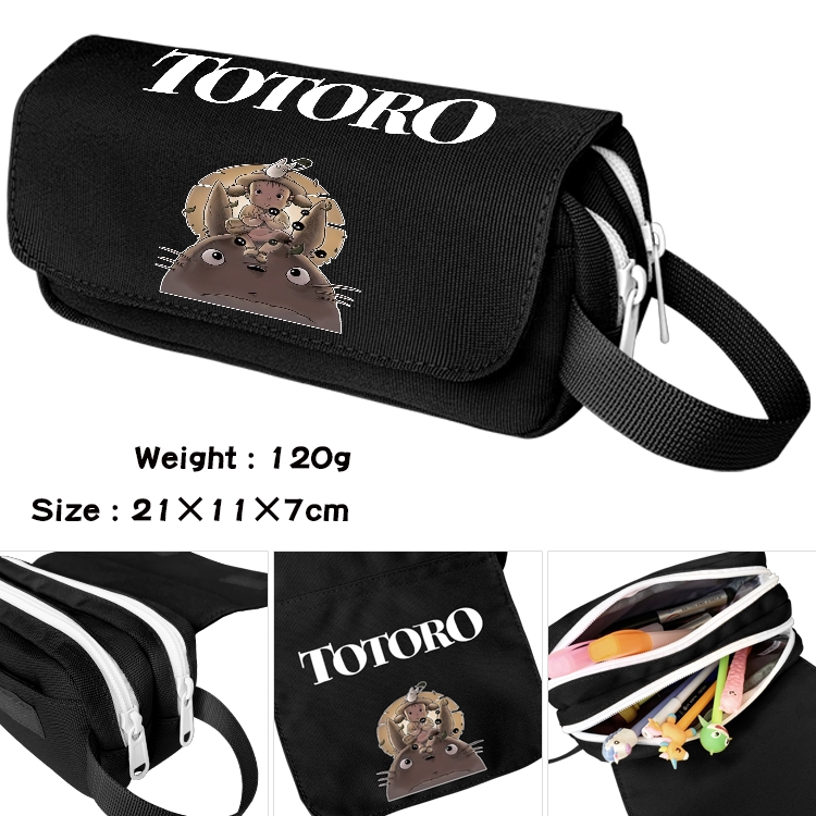 TOTORO Anime Multifunctional Waterproof Canvas Portable Pencil Bag Cosmetic Bag 20x11x7cm