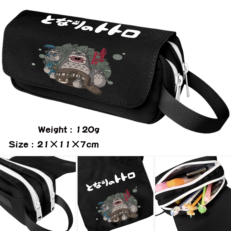 TOTORO Anime Multifunctional Waterproof Canvas Portable Pencil Bag Cosmetic Bag 20x11x7cm