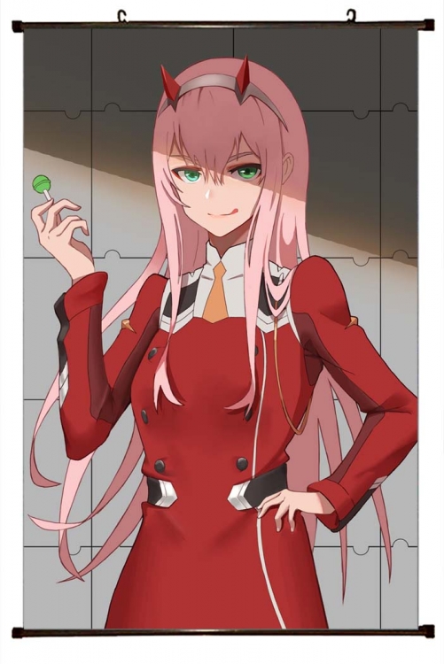 DARLING in the FRANX Anime black Plastic rod Cloth painting Wall Scroll 60X90CM  G2-40