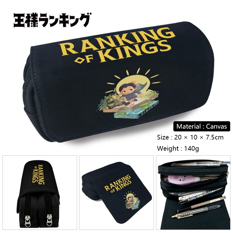 Kings Ranking  Anime Multi-Function Double Zipper Canvas Cosmetic Bag Pen Case 20x10x7.5cm