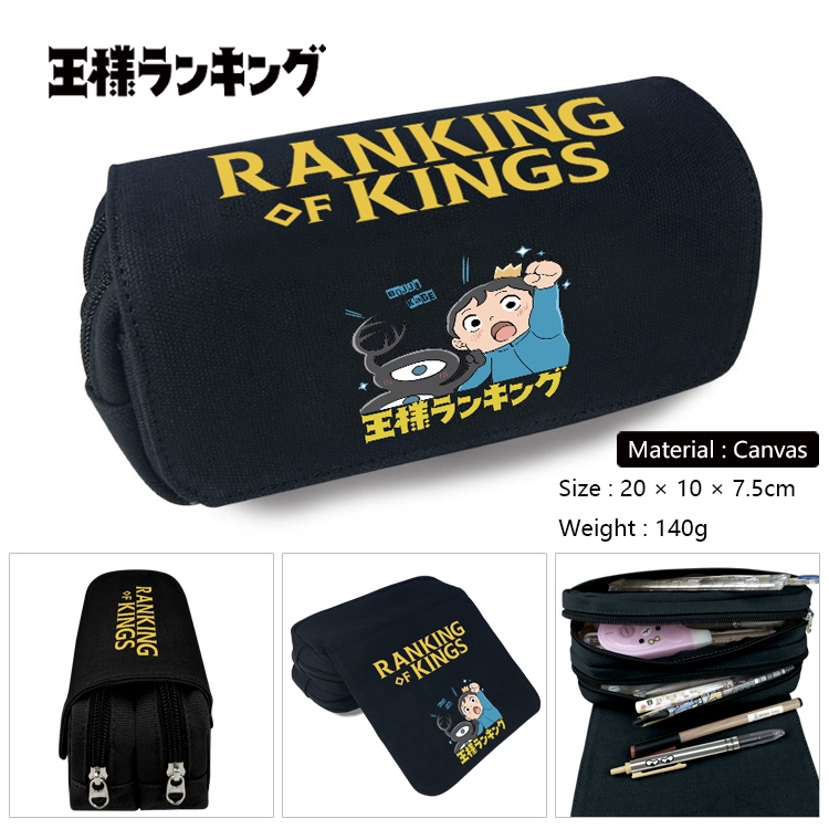 Kings Ranking  Anime Multi-Function Double Zipper Canvas Cosmetic Bag Pen Case 20x10x7.5cm