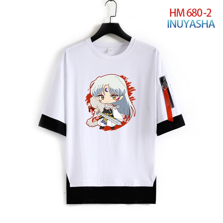 Inuyasha Cotton Crew Neck Fake Two-Piece Short Sleeve T-Shirt from S to 4XL  HM 680 2