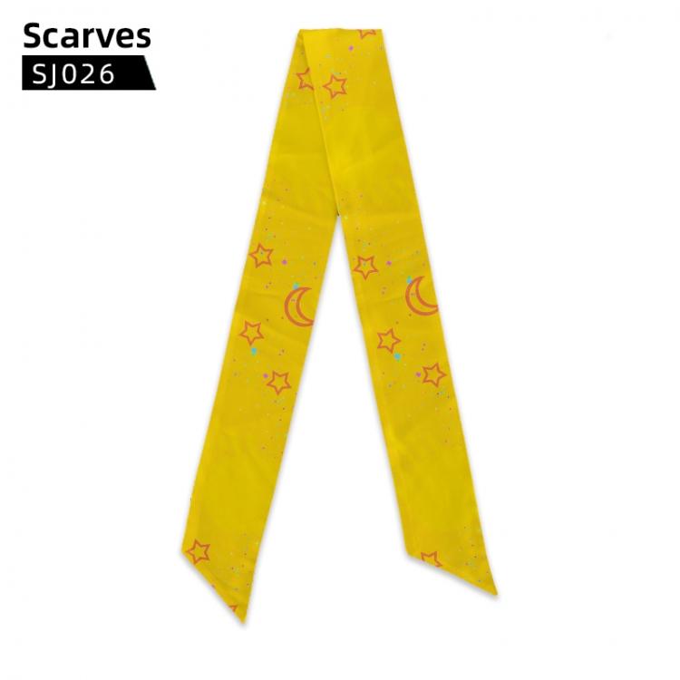 Vaporwave Yellow Impression Anime silk scarf long small scarf scarf streamer SJ026