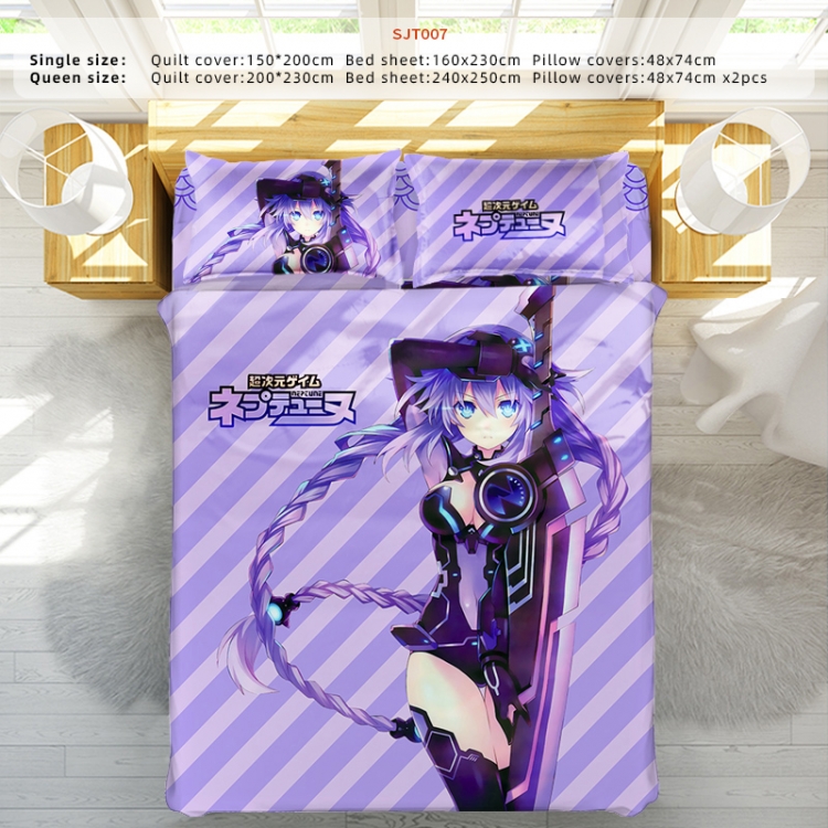 Hyperdimension Neptu Anime Four Piece Set 1.5-1.8 Bed 2 Pillowcases 48x74 Quilt Cover 200x230 Sheet 240x250 SJT007