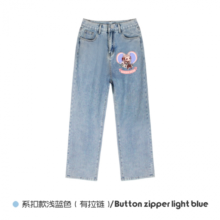 Toilet-Bound Hanako-kun  Elasticated No-Zip Denim Trousers from M to 3XL  NZCK03-10