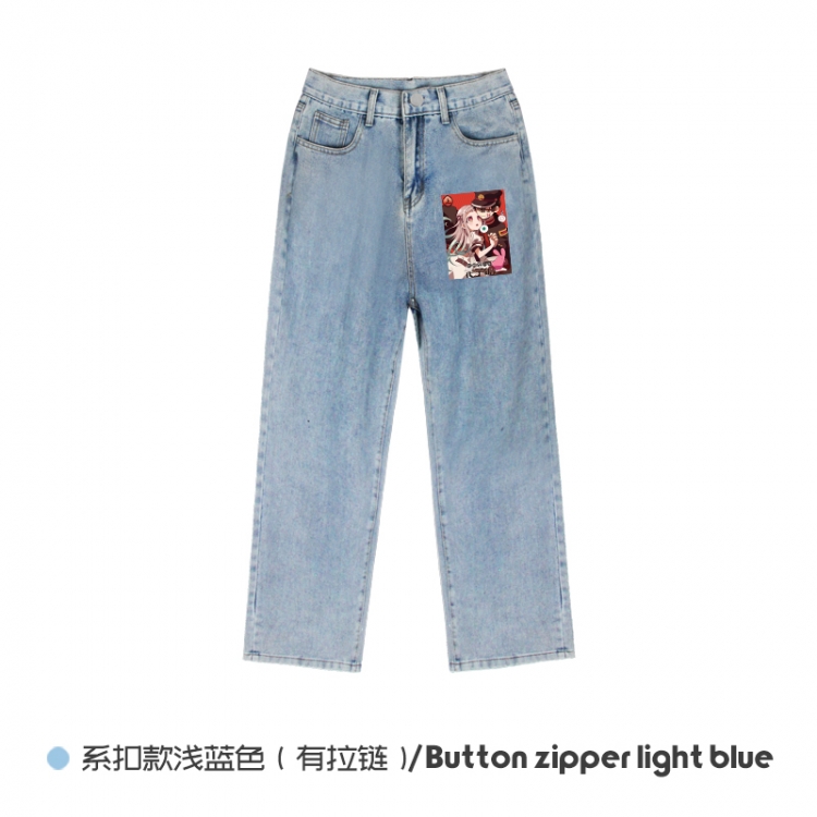 Toilet-Bound Hanako-kun  Elasticated No-Zip Denim Trousers from M to 3XL   NZCK03-12