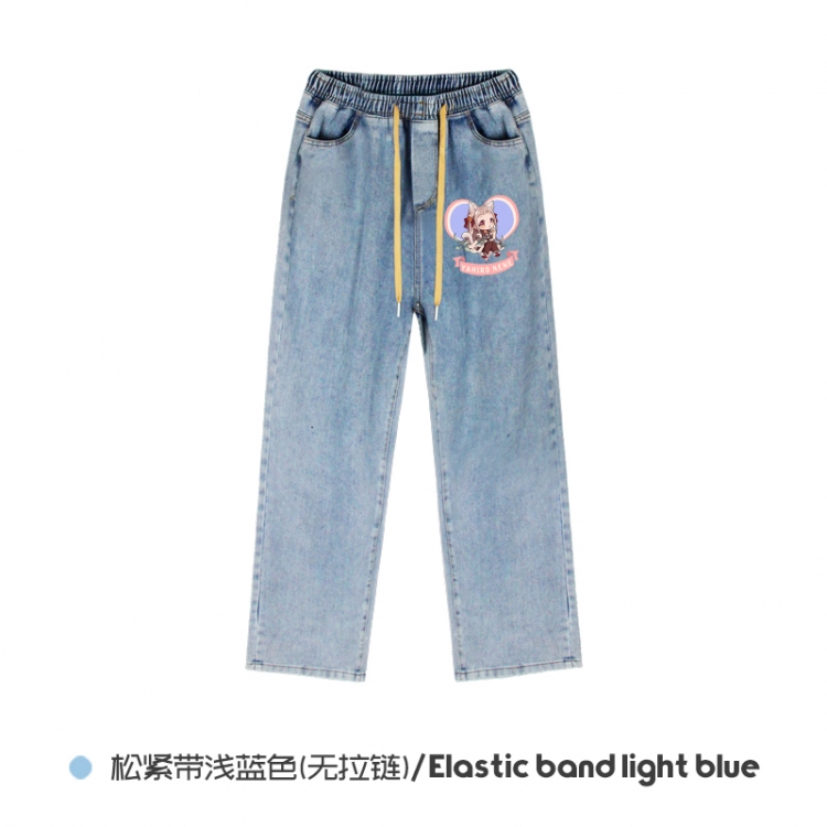 Toilet-Bound Hanako-kun  Elasticated No-Zip Denim Trousers from M to 3XL   NZCK02-10