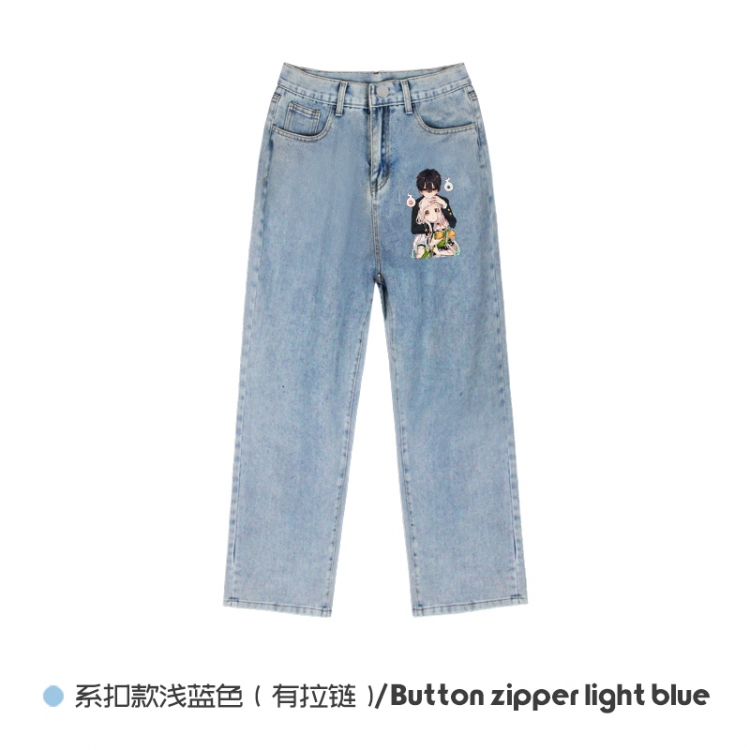 Toilet-Bound Hanako-kun  Elasticated No-Zip Denim Trousers from M to 3XL  NZCK03-13