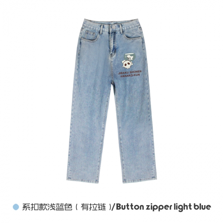 Toilet-Bound Hanako-kun  Elasticated No-Zip Denim Trousers from M to 3XL  NZCK03-9