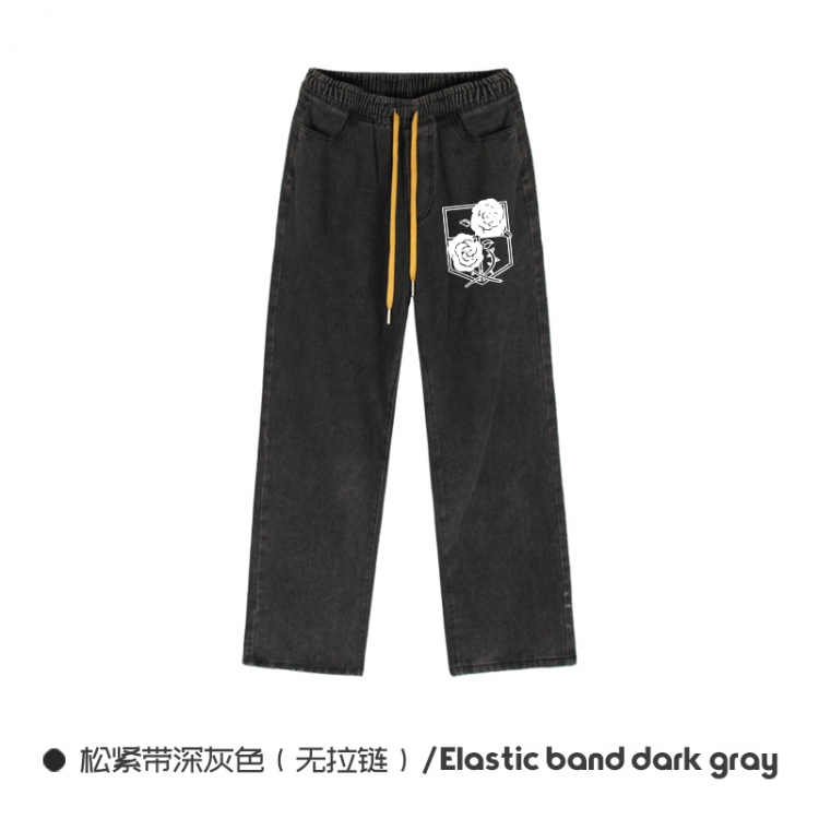 Shingeki no Kyojin Elasticated No-Zip Denim Trousers from M to 3XL   NZCK01-8