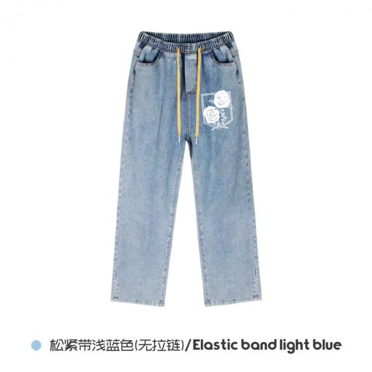Shingeki no Kyojin Elasticated No-Zip Denim Trousers from M to 3XL   NZCK02-8