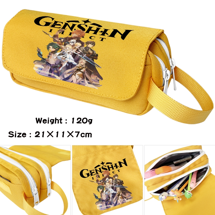 Genshin Impact  Anime Multifunctional Waterproof Canvas Portable Pencil Bag Cosmetic Bag 20x11x7cm