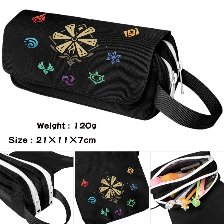 Genshin Impact  Anime Multifunctional Waterproof Canvas Portable Pencil Bag Cosmetic Bag 20x11x7cm