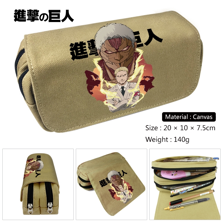 Shingeki no Kyojin Anime Multi-Function Double Zipper Canvas Cosmetic Bag Pen Case 20x10x7.5cm