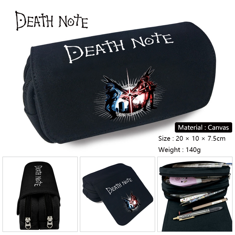 Death note Anime Multi-Function Double Zipper Canvas Cosmetic Bag Pen Case 20x10x7.5cm