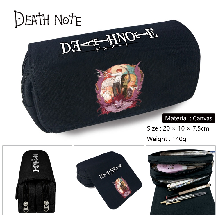 Death note Anime Multi-Function Double Zipper Canvas Cosmetic Bag Pen Case 20x10x7.5cm