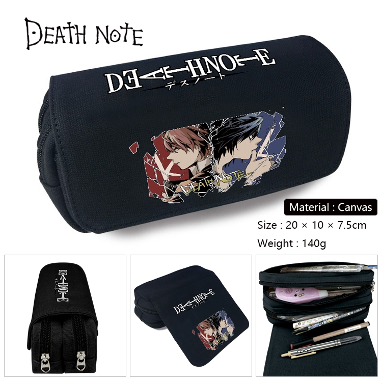 Death note Anime Multi-Function Double Zipper Canvas Cosmetic Bag Pen Case 20x10x7.5cm