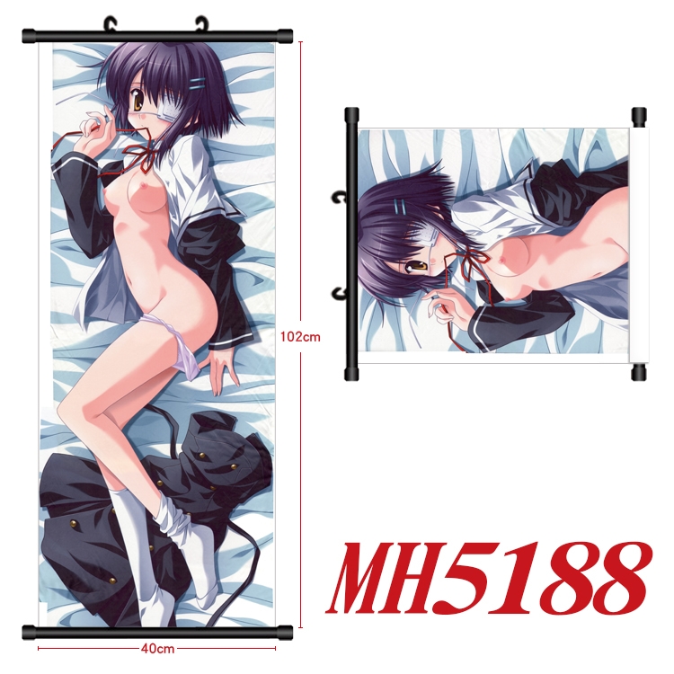 East Anime black Plastic rod Cloth painting Wall Scroll 40X102CM  MH5188
