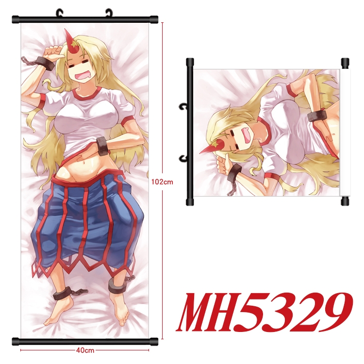East Anime black Plastic rod Cloth painting Wall Scroll 40X102CM  MH5329