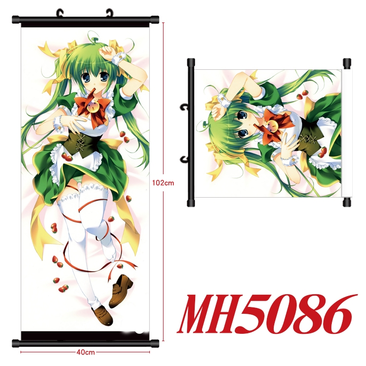 East Anime black Plastic rod Cloth painting Wall Scroll 40X102CM   MH5086