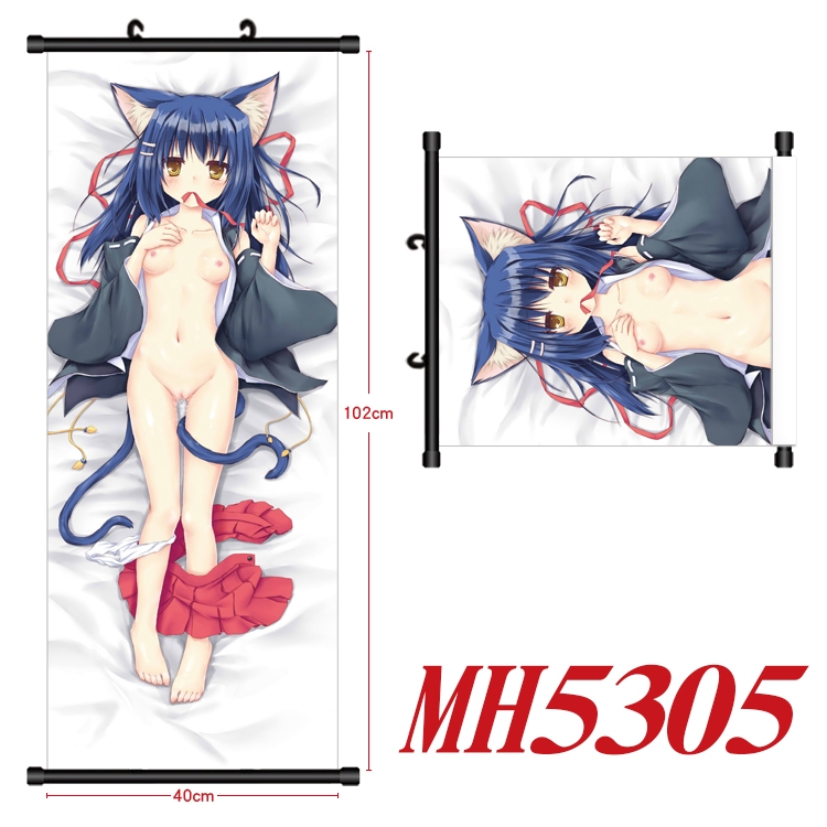 East Anime black Plastic rod Cloth painting Wall Scroll 40X102CM  MH5305