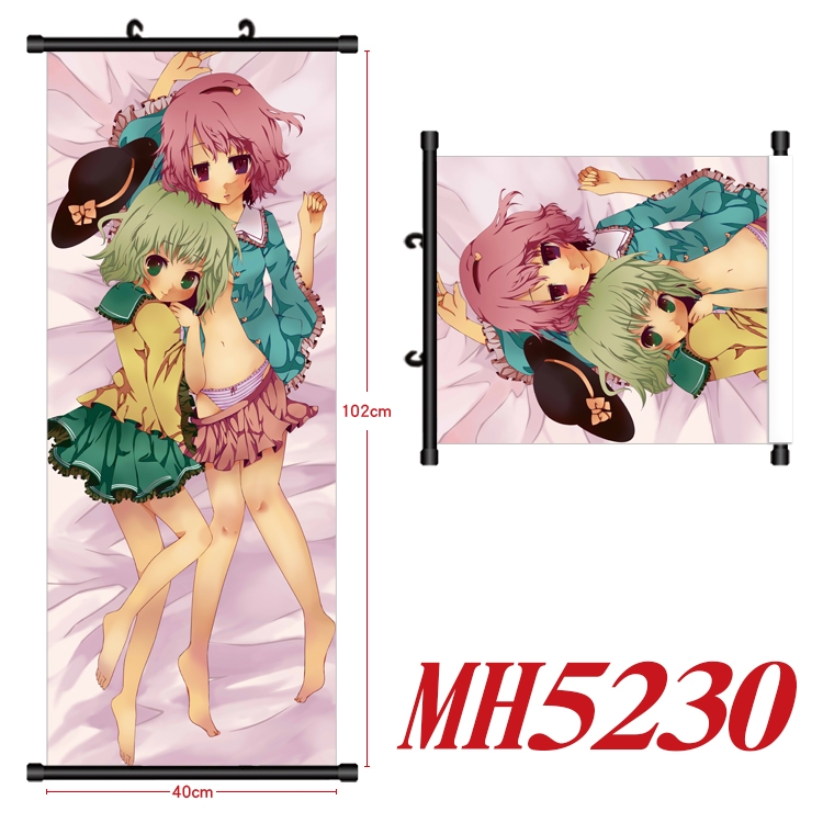 East Anime black Plastic rod Cloth painting Wall Scroll 40X102CM   MH5230