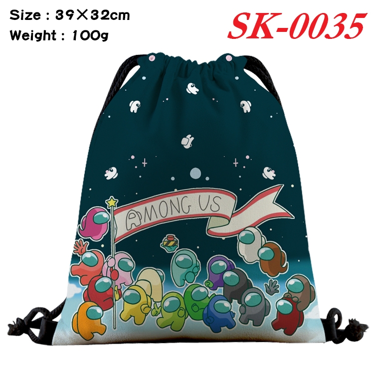 among-us Gaming Waterproof Nylon Full Color Drawstring Pocket 39x32cm  SK-0035